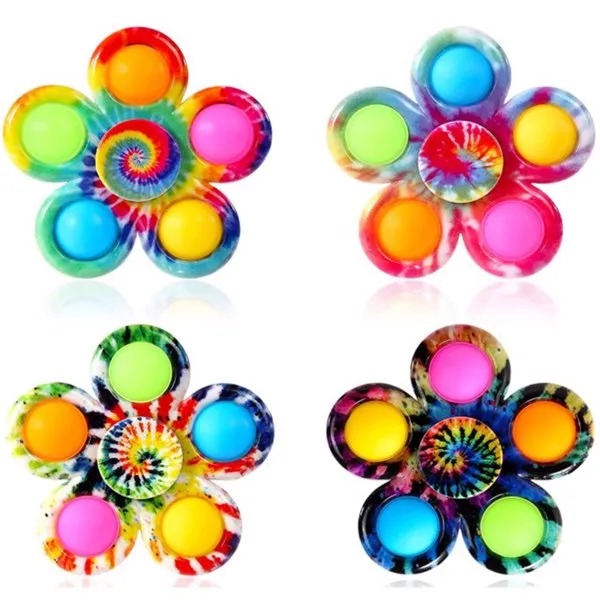 Flower Pop & Spin Fidget Toys — Set of 4
