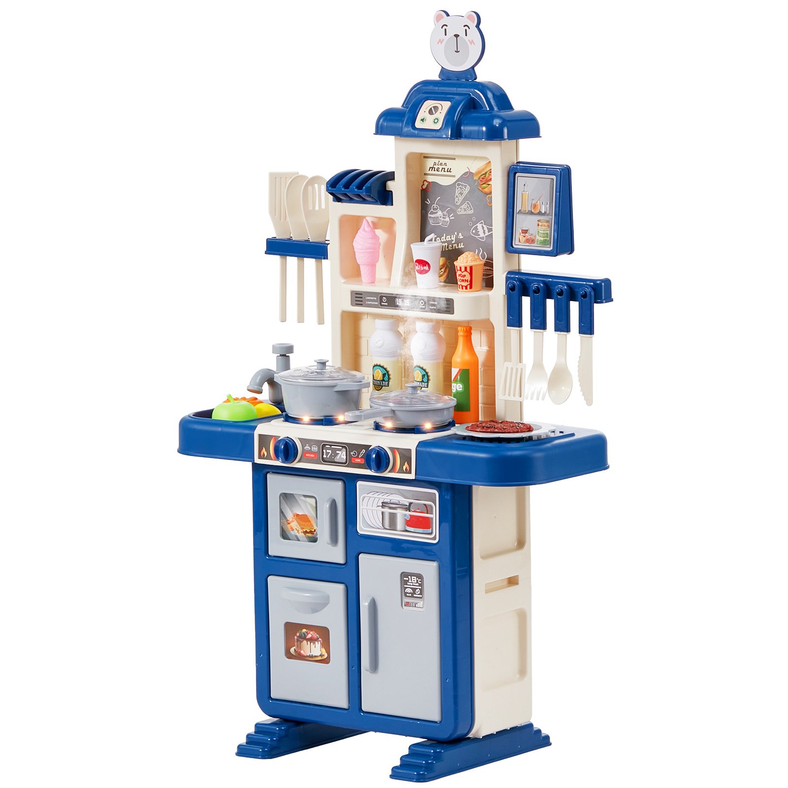 VEVOR Blue Play Kitchen with 48 Accessories